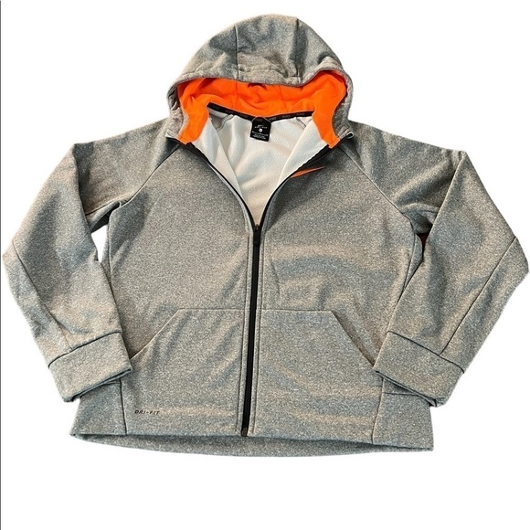 NIKE GRAY LIGHTWEIGHT DRI-FIT HOODED ZIPPERED JACKET SIZE YOUTH XL - Picture 6 of 11
